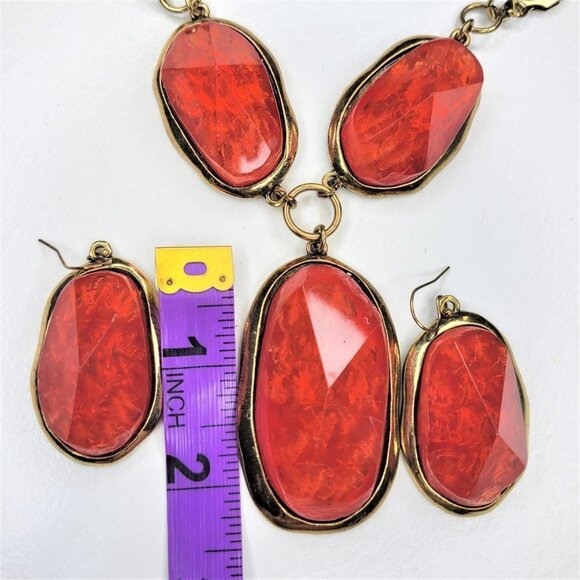 Red Cabochon Stone Necklace - Picture 6 of 11